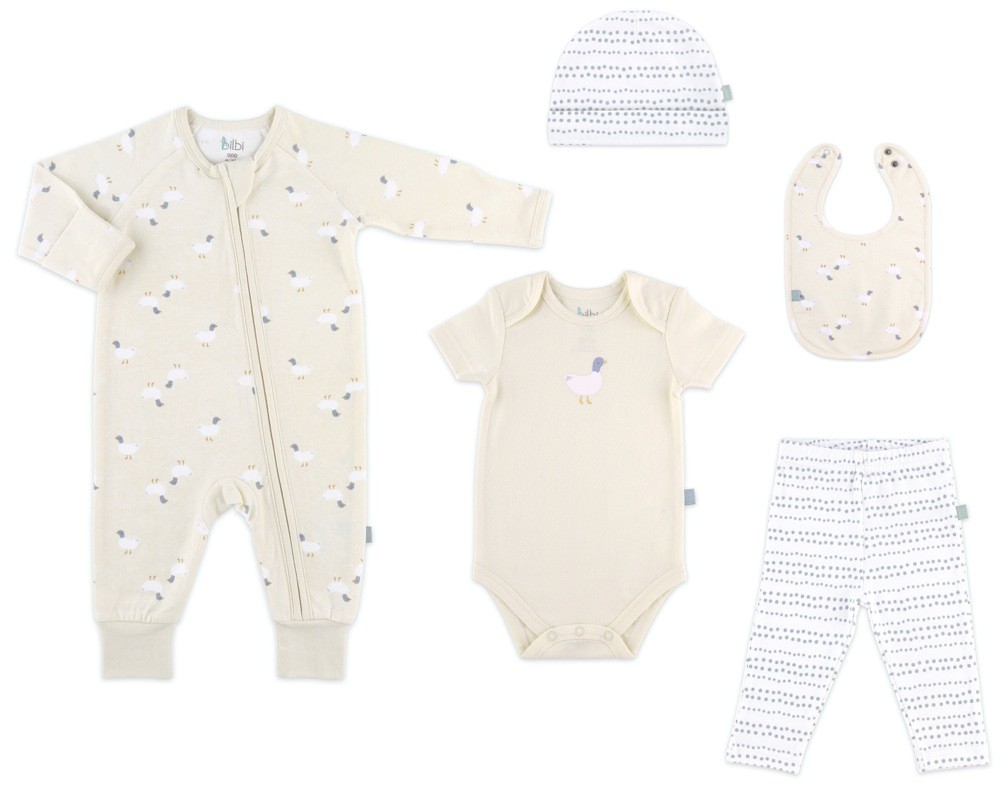 Bilbi 5 Piece Set Ducks Beige Size 00