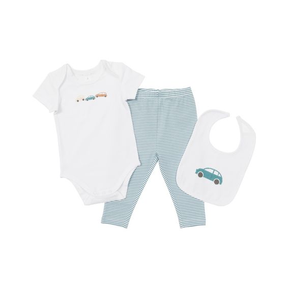 4baby 3 Piece Set Green Stripe Size NA