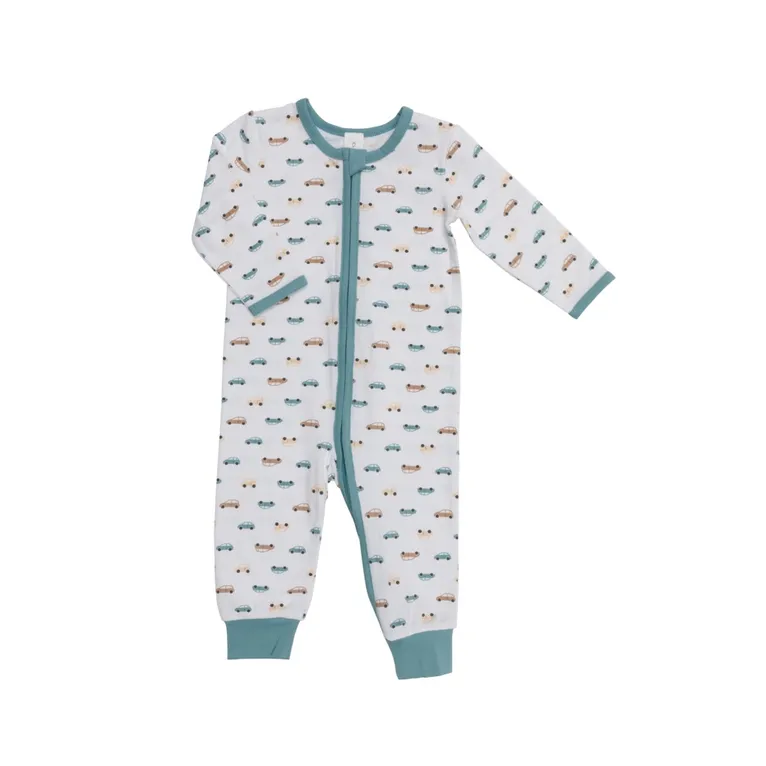 4baby 2 Piece Set Green Stripe Cars Size NA