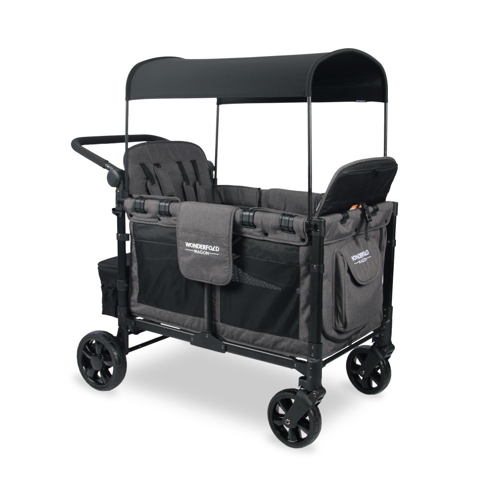 Wonderfold W4 Elite Quad Wagon Charcoal Grey With Black Frame | Double ...