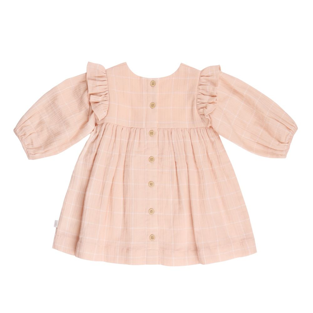 Bilbi Dress Long Sleeve Woven Peach Tiles Pink | Baby Dresses | Baby ...