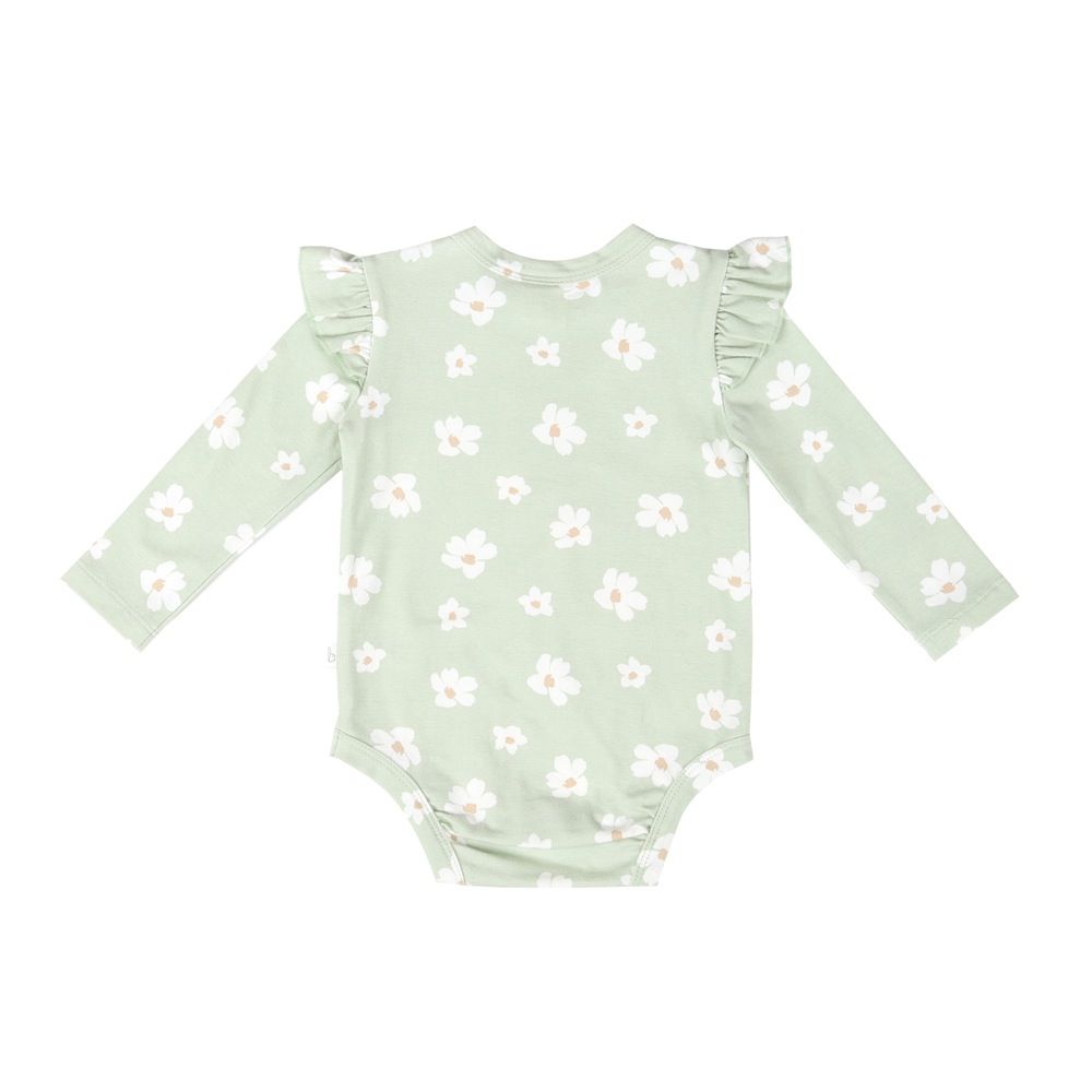 Bilbi Bodysuit Long Sleeve Knit Floral Green | Bodysuits | Baby Bunting AU