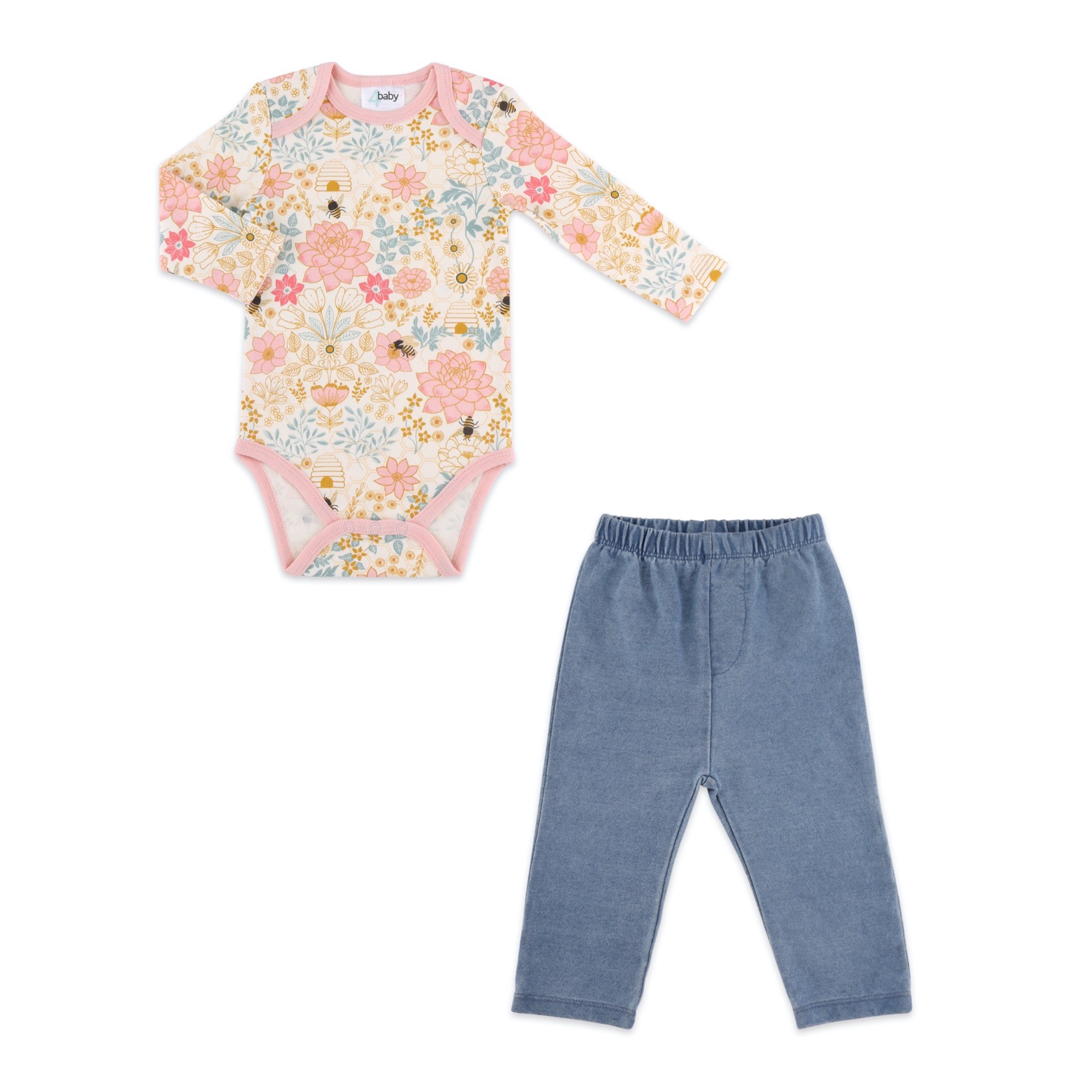 4baby 2 Piece Set Bee Multi Yellow & Denim Size 000