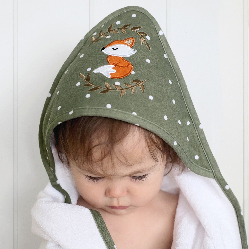 Living Textiles Embroidered Hooded Towel Forest Retreat Hooded Towels Baby Bunting AU