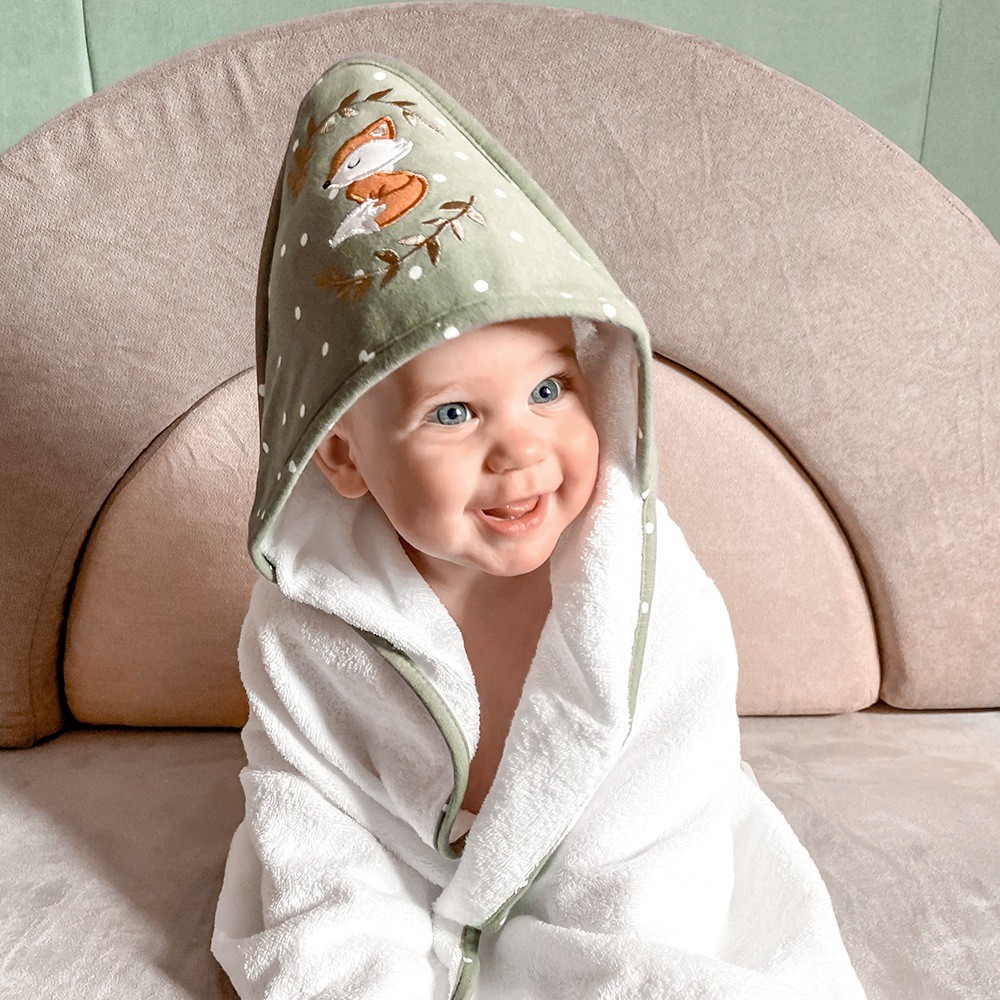 Living Textiles Embroidered Hooded Towel Forest Retreat Baby