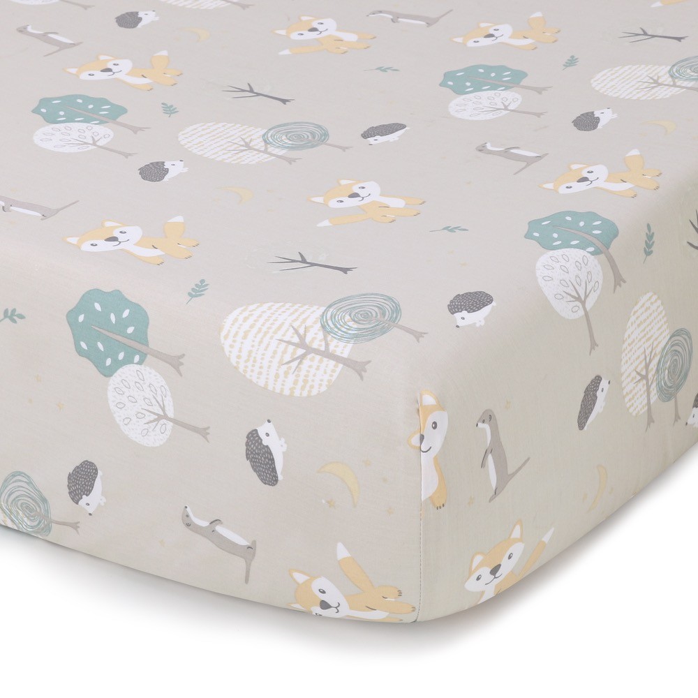Peanut Shell Cot Fitted Sheet Woodland Adventure Cot Baby Bunting AU