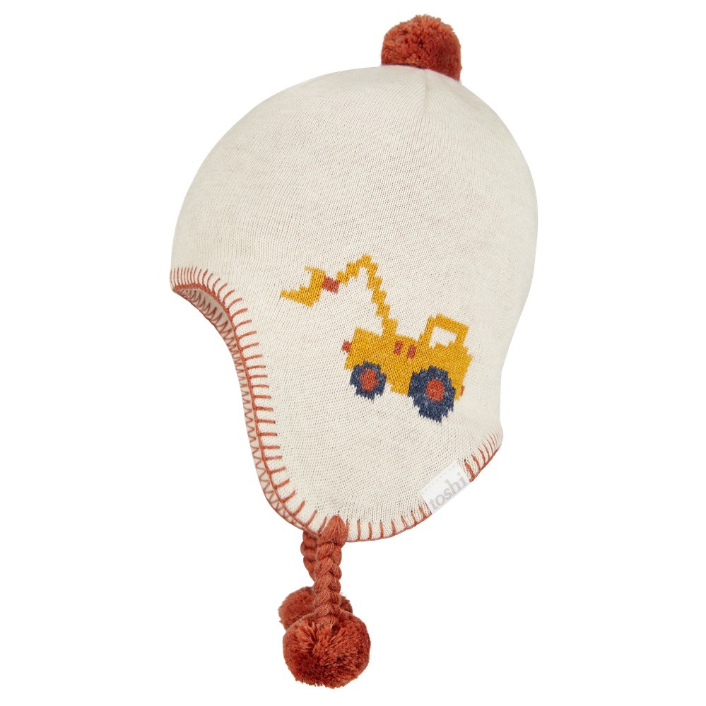 Toshi Beanie Earmuff Earthmover Cream Baby Earmuffs Baby Bunting AU