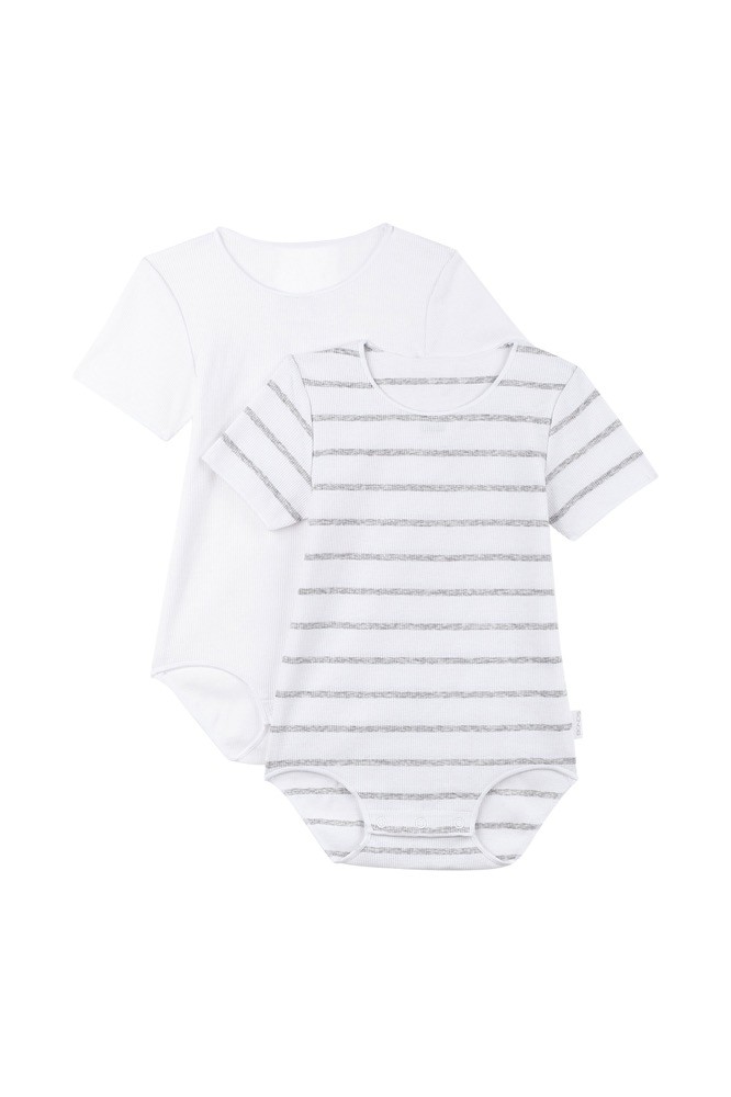 Bonds Bodysuit Short Sleeve 2 Pack Grey/White Size 0