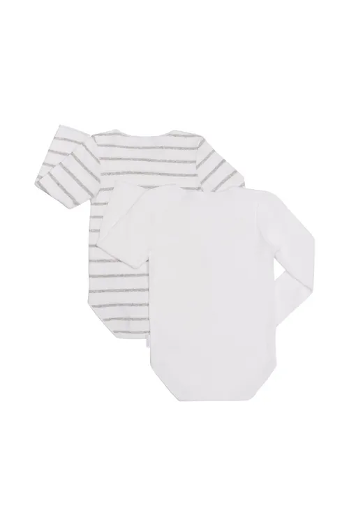 Bonds Pack Bodysuit Long Sleeve Grey/White Baby Bunting AU