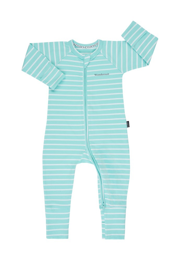 Bonds Wondersuit Mint Green Stripe Size 0