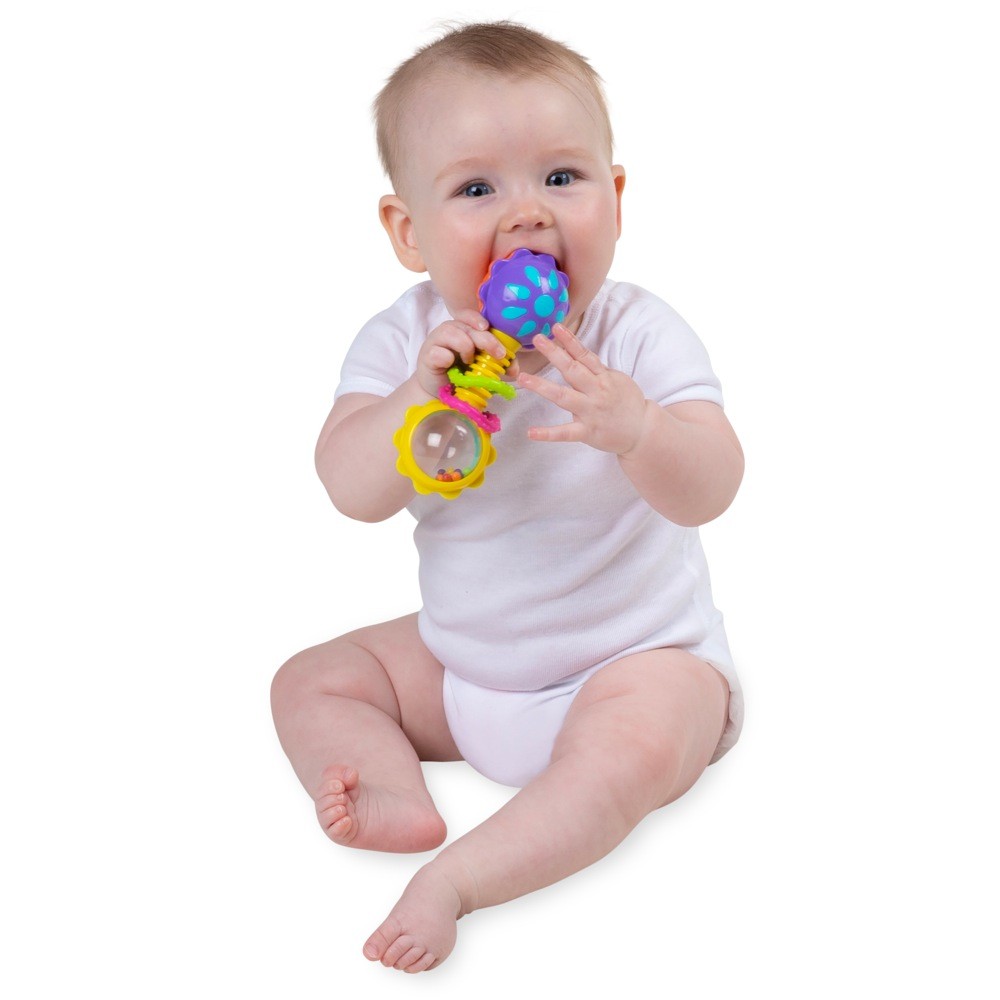 Playgro Twisting Barbell Rattle | Interactive Toys | Baby Bunting AU