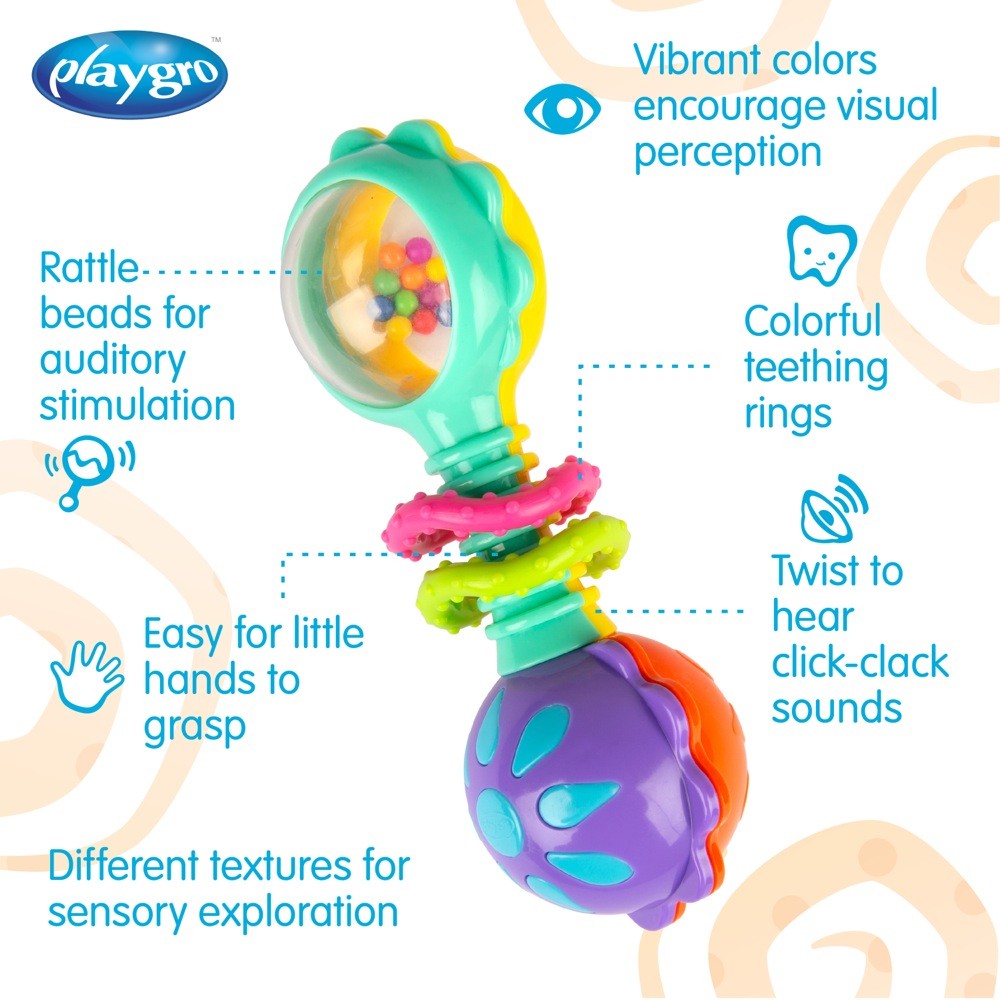 Playgro Twisting Barbell Rattle | Interactive Toys | Baby Bunting AU