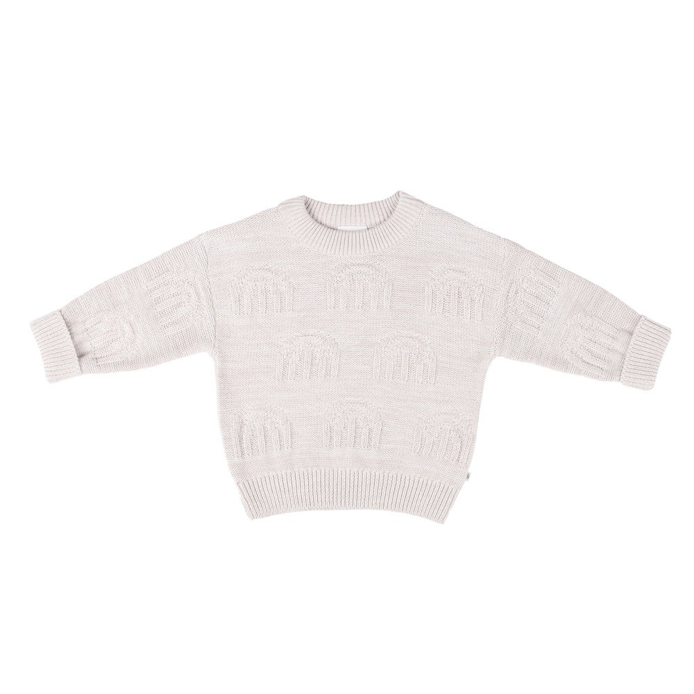 Kynd Baby Jumper Gots Decorative Knit Oatmeal Rainbow Size 2
