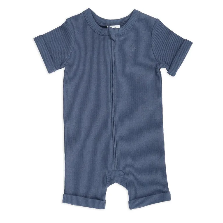 Bilbi Onesie Short Sleeve Ribbed Organics Indigo