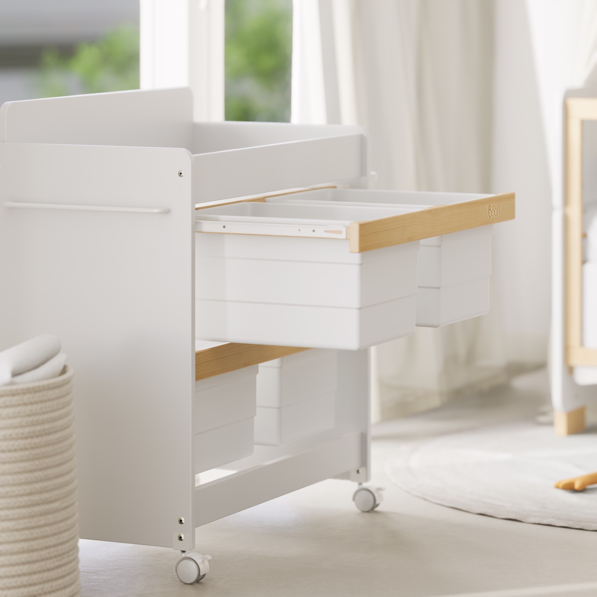 Boori Matilda Storage Changer White/Nat Drawers Baby Bunting AU