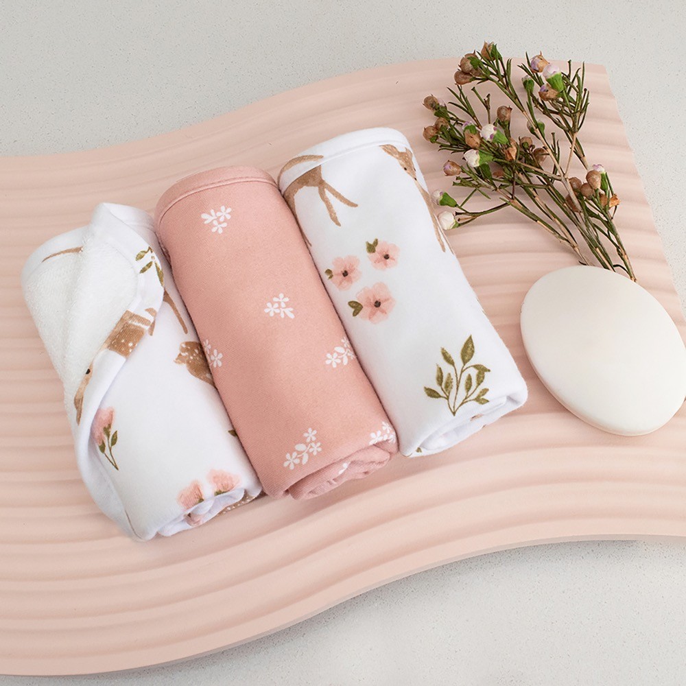 Living Textiles 3 Pack Wash Cloths Sophia Garden | Face Washers | Baby ...