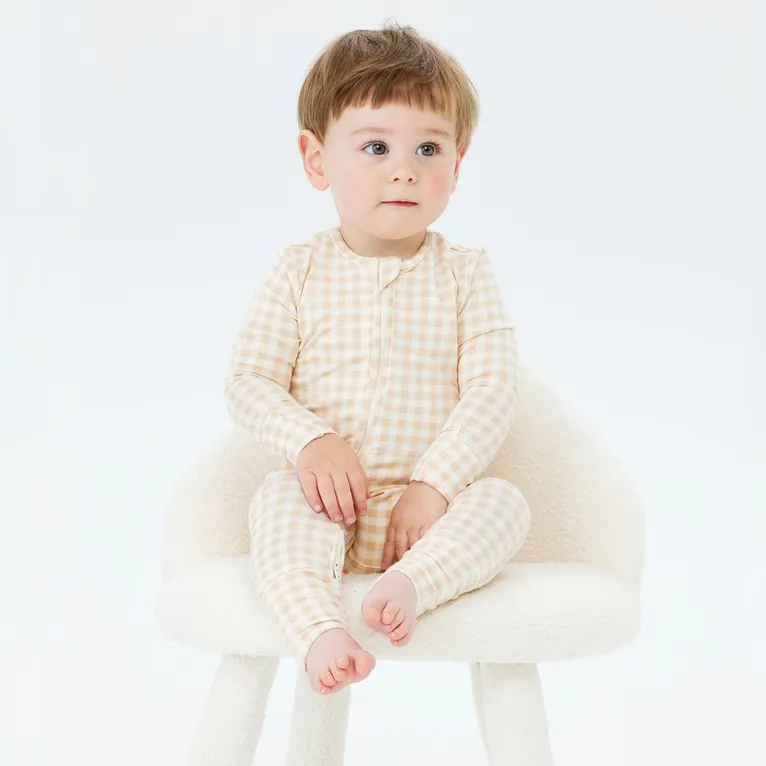 Kynd Baby Day Or Night Onesie Neutral Gingham