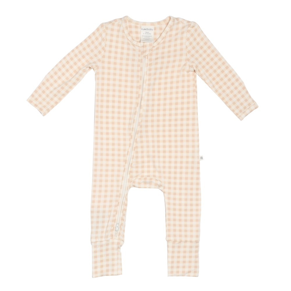 Kynd Baby Day Or Night Onesie Neutral Gingham Size 0