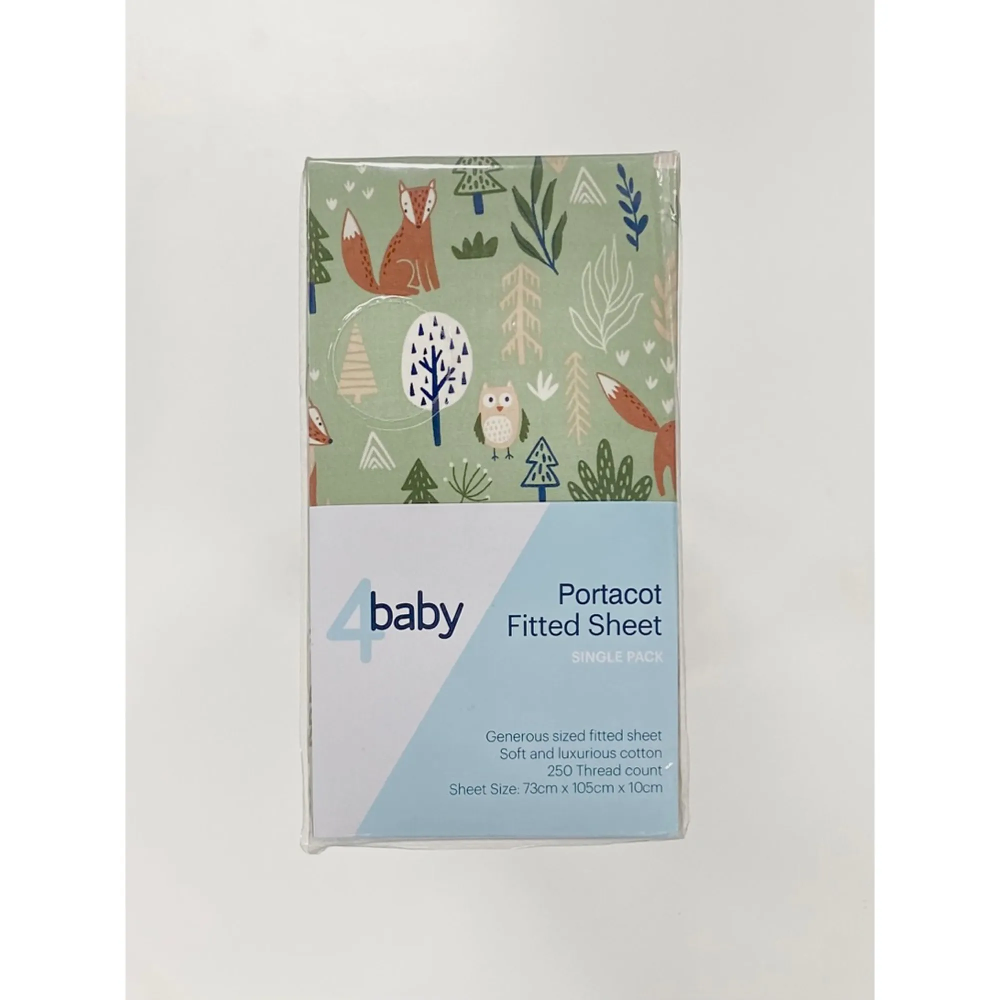 4Baby Percale Portacot Fitted Sheet Fox