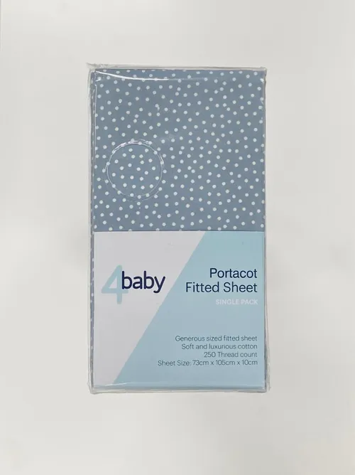 4Baby Percale Portacot Fitted Sheet Spot Baby Bunting AU