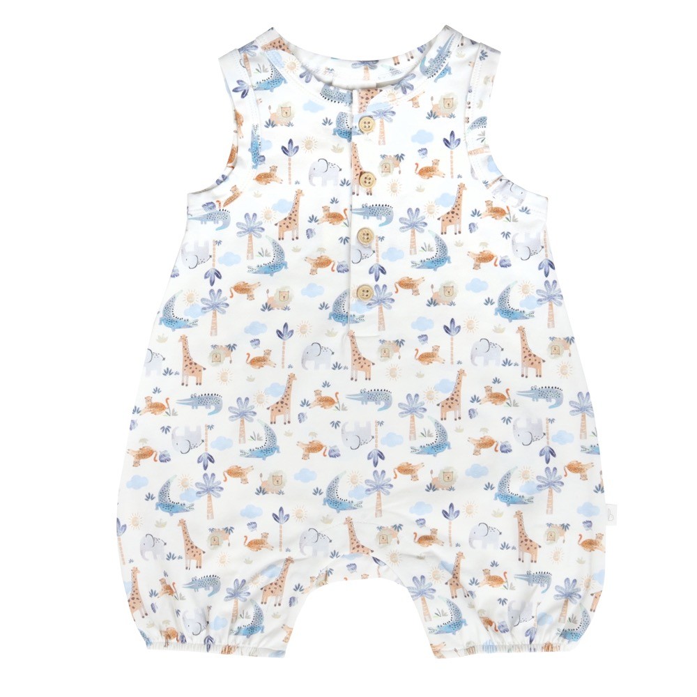 Bilbi Romper Sleeveless Safari White | Bodysuits | Baby Bunting AU