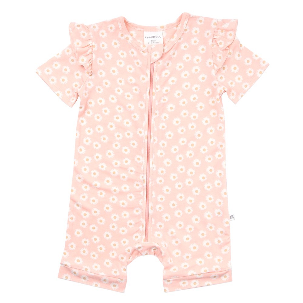 Kynd Baby Bodysuit Short Sleeve Day Or Night Frill Daisy Charm Pink Size 1