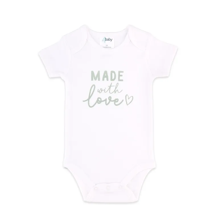 4baby Short Sleeve Bodysuit Made With Love White
