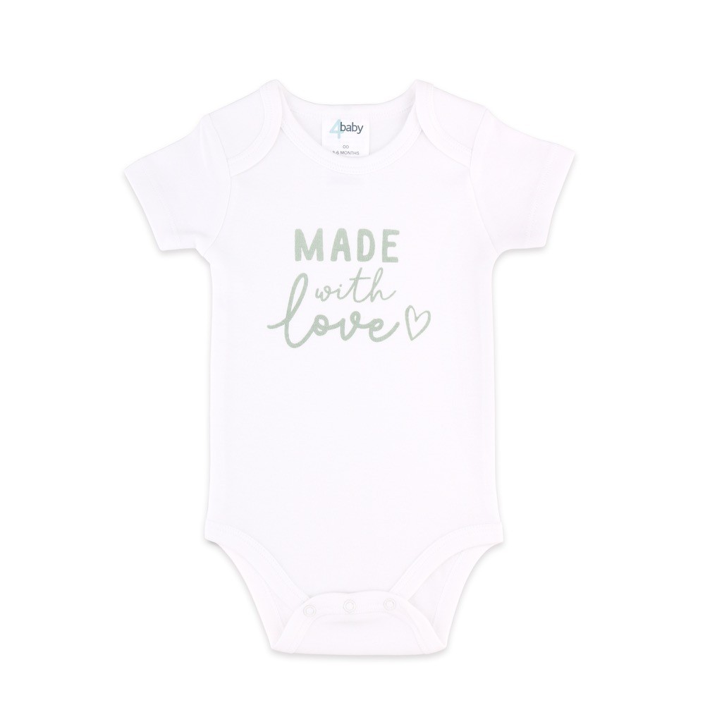 4baby Slogan Short Sleeve Bodysuit Made With Love Size 0