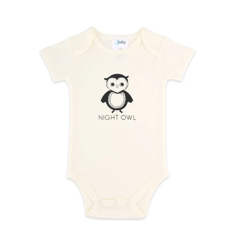4baby Slogan Short Sleeve Bodysuit Night Owl