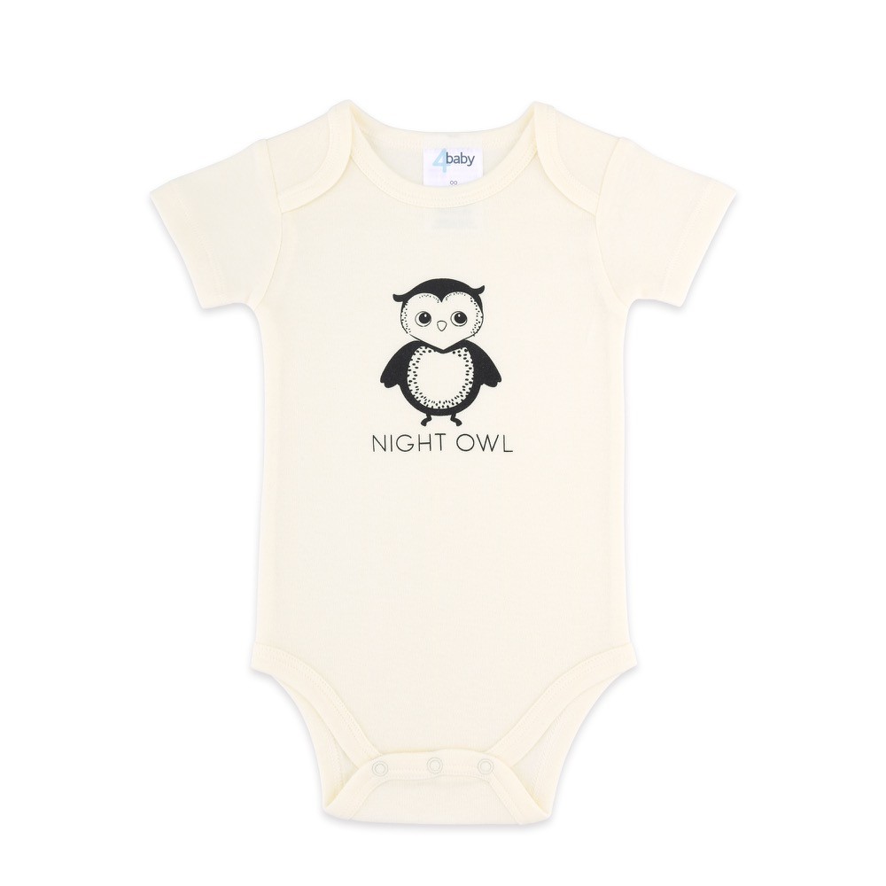 4baby Slogan Short Sleeve Bodysuit Night Owl Size 0