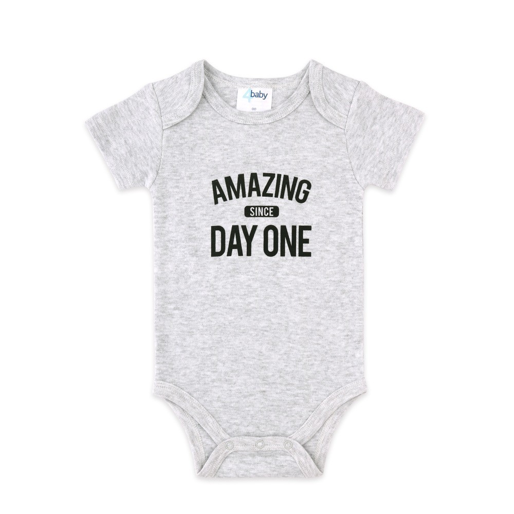 4baby Slogan Short Sleeve Bodysuit Amazing Since Day 1 Size 0
