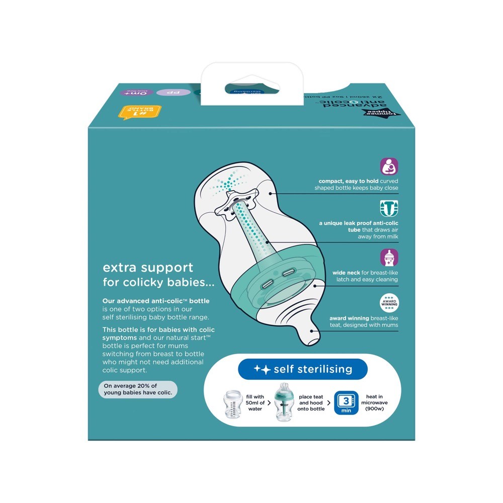 Tommee Tippee Advance AntiColic Bottle With Slow Flow Teats 260Ml 0M