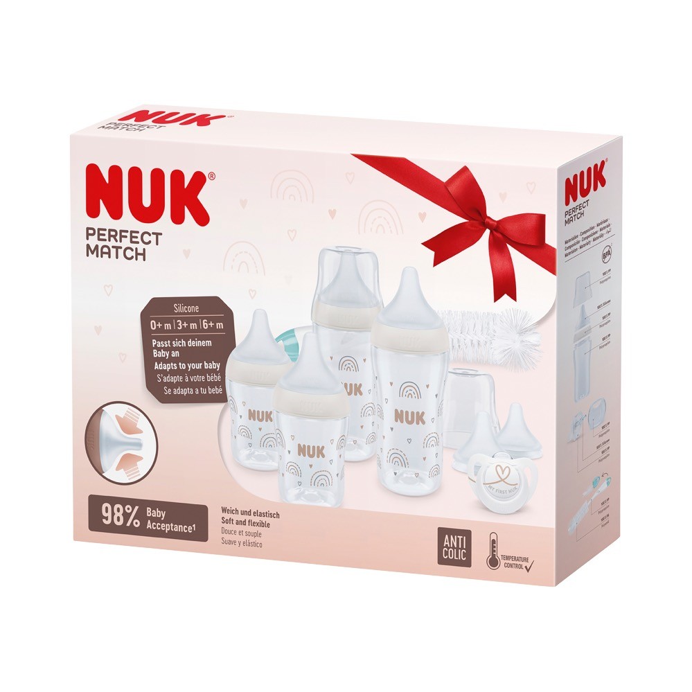 NUK Perfect Match RainbowAnti Colic Bottle Set For Months+