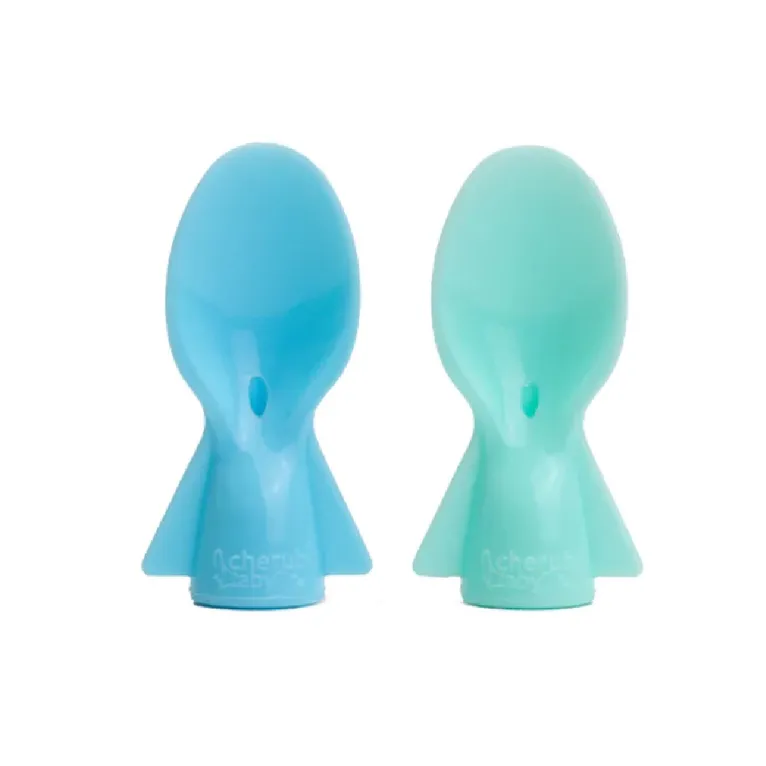 Cherub Baby Food Pouch Spoons 2 Pack Aqua/Mint