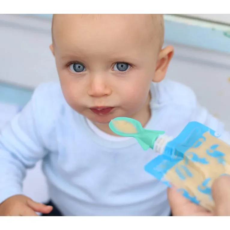 Cherub Baby Food Pouch Spoons 2 Pack Aqua/Mint