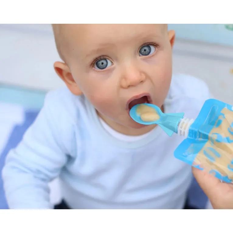Cherub Baby Food Pouch Spoons 2 Pack Aqua/Mint