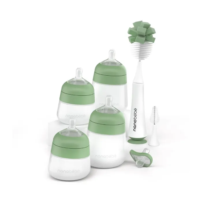 Nanobebe Flexy Silicone Feeding Set Sage / White