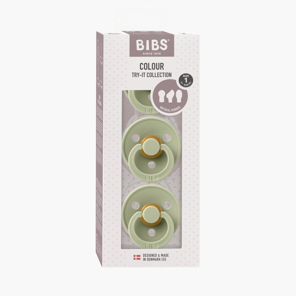Bibs TryIt Pacifier Sage 3 Pack Soothers Baby Bunting AU