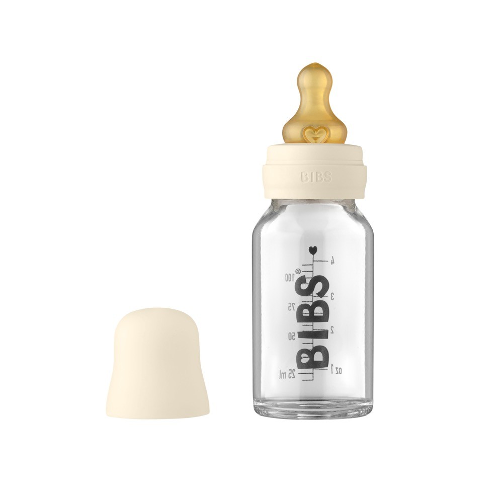 Bibs Glass Bottle 110ML Ivory Bottles Baby Bunting AU