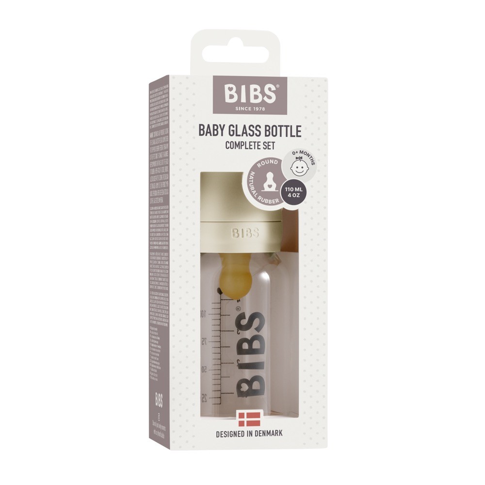 bibs-glass-bottle-110ml-ivory-bottle-teats-baby-bunting-au