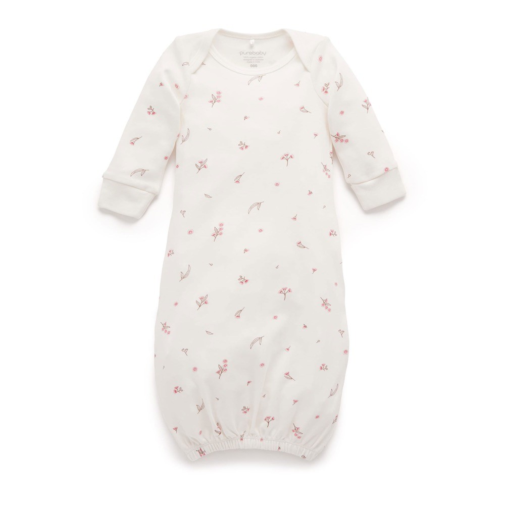 Purebaby Essential Sleepsuit Blossom White Size 0-3 Months