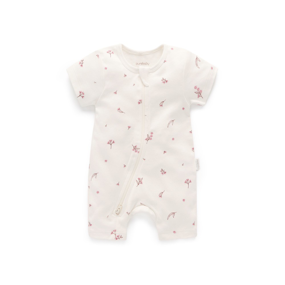 Purebaby Essential Growsuit Blossom White Size 0-3 Months
