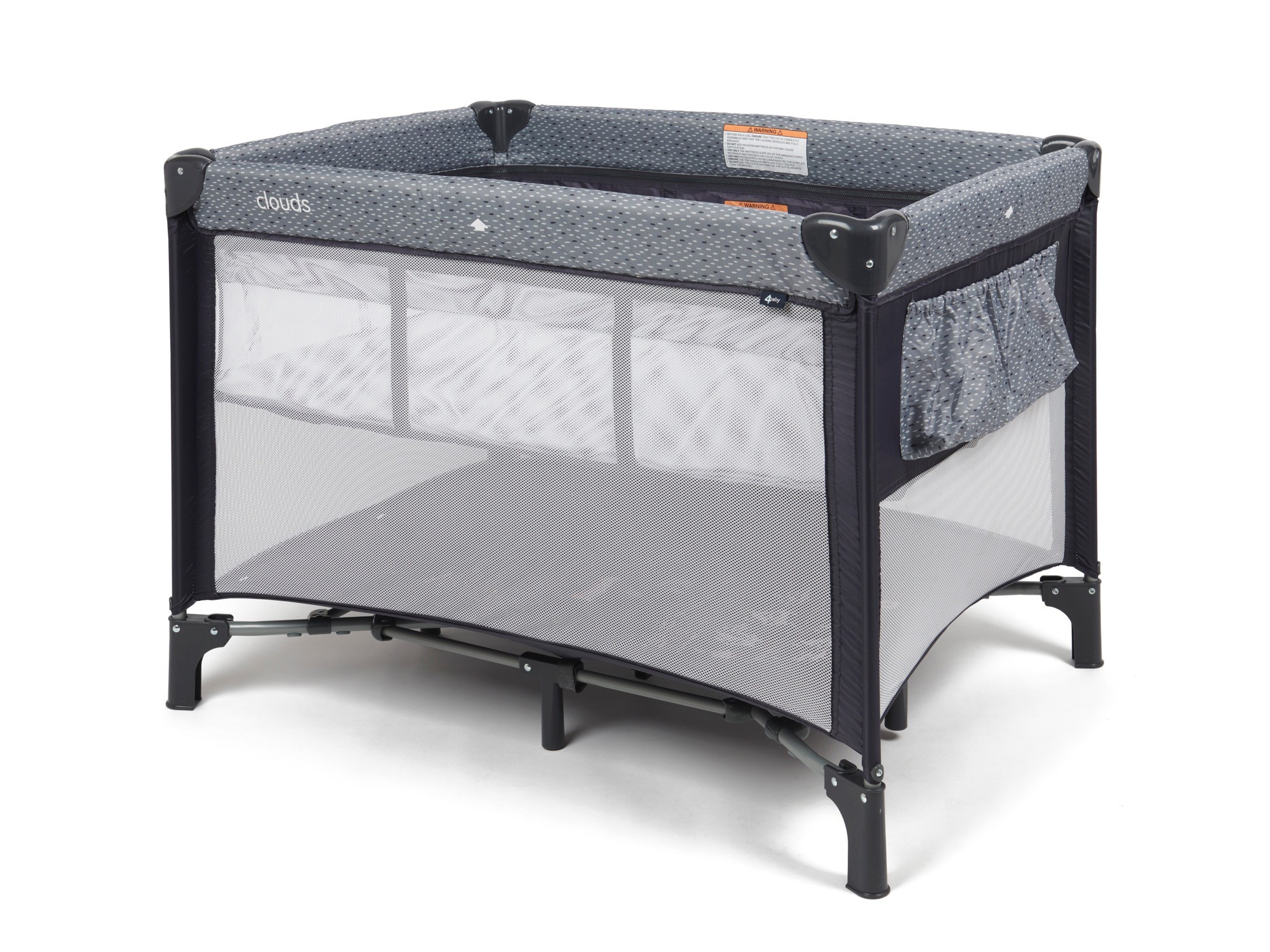 4Baby Clouds In V2 Portacot Grey Spot - Main Image