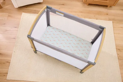 4Baby Fitted Sheet Portacot Percale Giraffe Sage Baby Bunting NZ