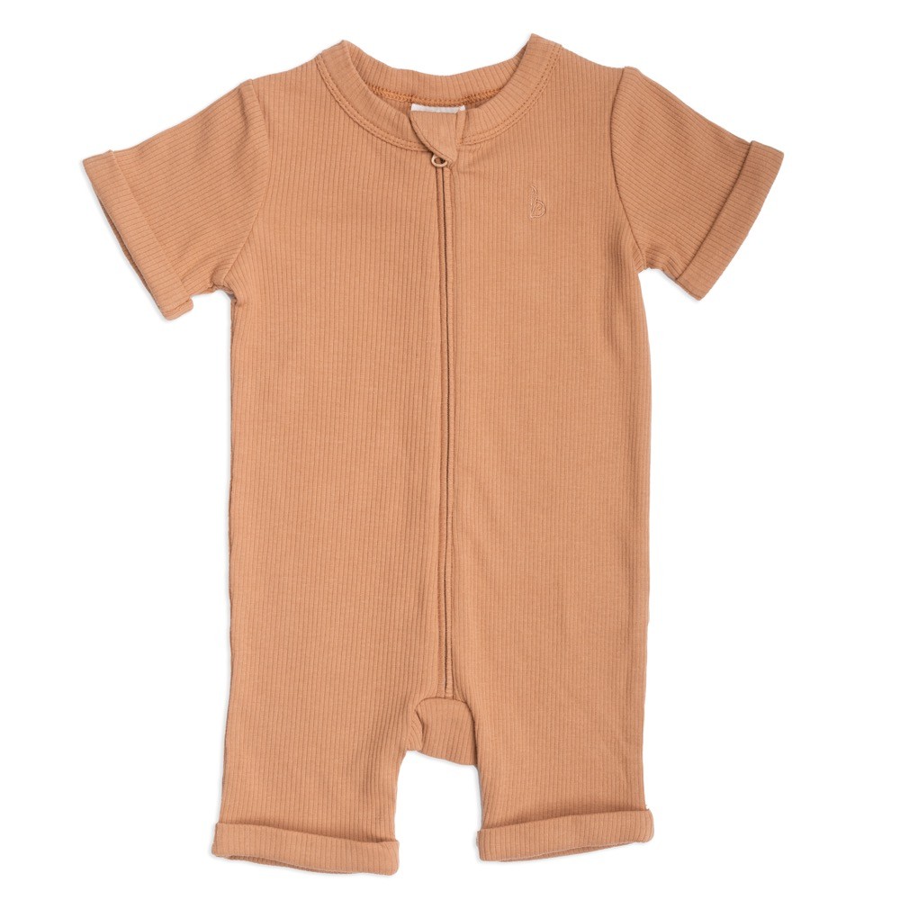 Bilbi Ribbed Organic Short Sleeve Onesie Cafe Au Lait Size 0