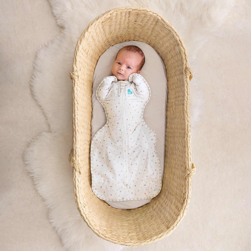 Love To Dream Swaddle Up Organic Starlight 0.2 Tog White Size Newborn Swaddles Baby Bunting AU