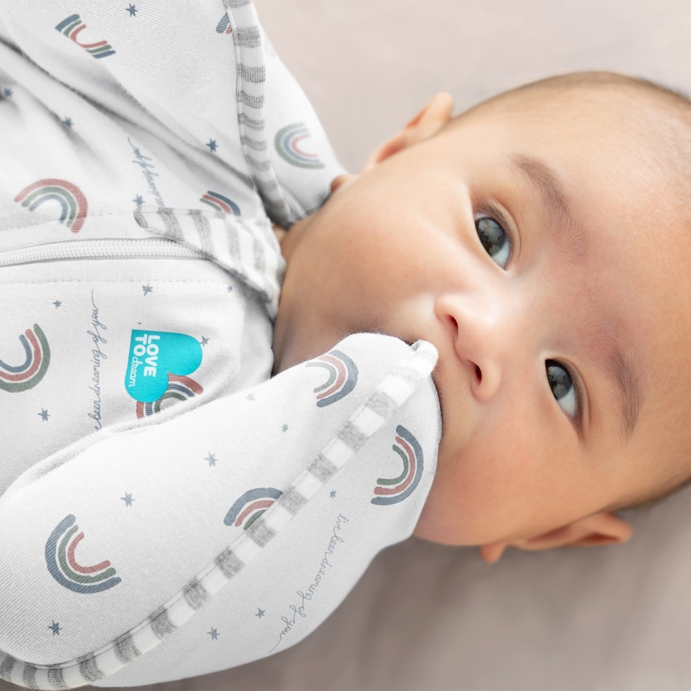 Love To Dream Swaddle Up Cotton Rainbow Dream 1 Tog White Size Newborn Swaddles Baby Bunting AU