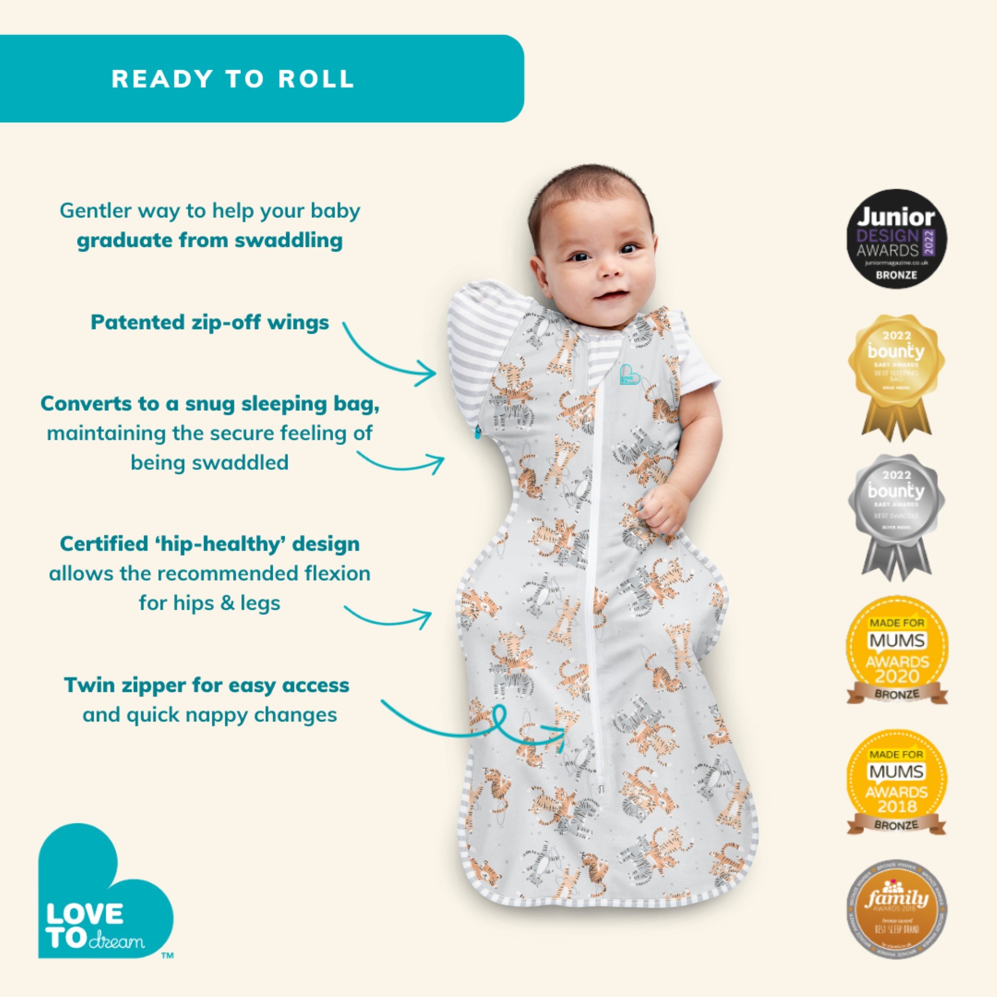 Love To Dream Transition Bag Bamboo Moonscape 0.2 Tog White Size Medium Swaddles Baby Bunting AU