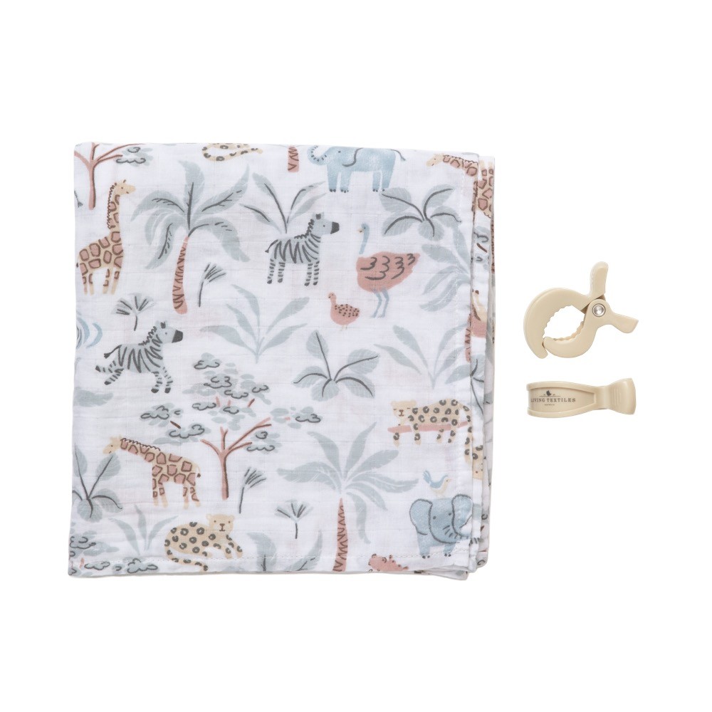 Living Textiles Swaddle & Peg 2 Piece Set Wild Safari