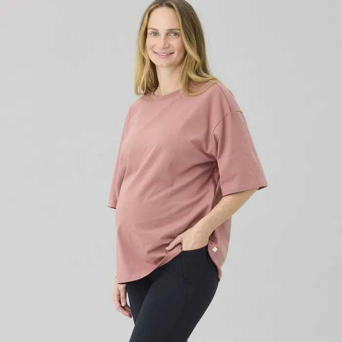 Blossom & Bloom Oversize Half Sleeve Tee Brown